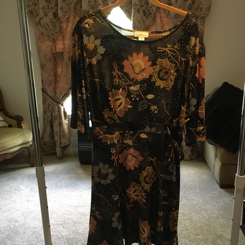 Elbow sleeve pull over Navy floral dress. NWT